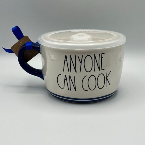 Rae Dunn Ratatouille ANYONE CAN COOK Double Sided Bowl Mug With Vented Lid ~ NEW - Picture 3 of 6